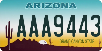 AZ license plate AAA9443