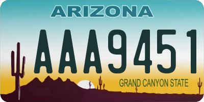 AZ license plate AAA9451