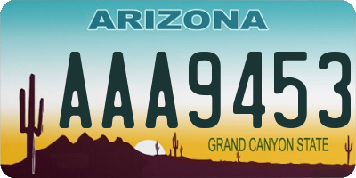 AZ license plate AAA9453