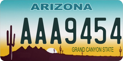 AZ license plate AAA9454