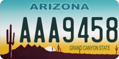 AZ license plate AAA9458