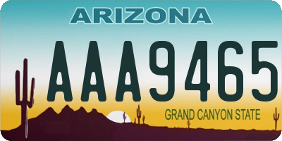 AZ license plate AAA9465