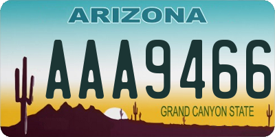AZ license plate AAA9466