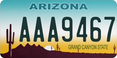 AZ license plate AAA9467