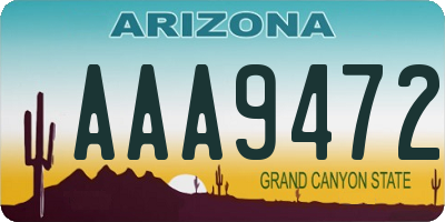 AZ license plate AAA9472