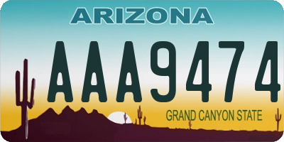 AZ license plate AAA9474