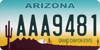 AZ license plate AAA9481