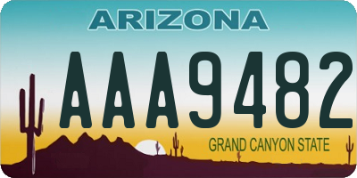 AZ license plate AAA9482