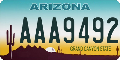 AZ license plate AAA9492