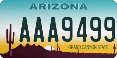 AZ license plate AAA9499