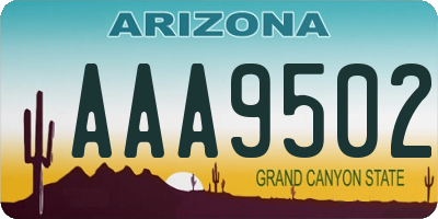 AZ license plate AAA9502