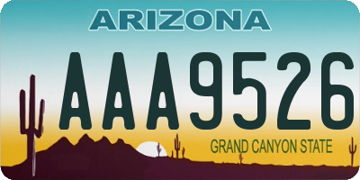 AZ license plate AAA9526