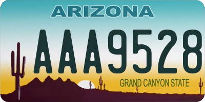 AZ license plate AAA9528