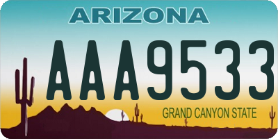 AZ license plate AAA9533