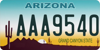 AZ license plate AAA9540