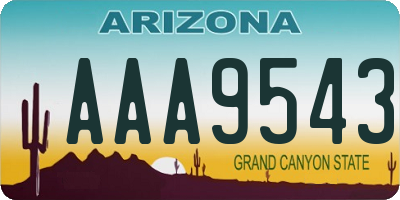 AZ license plate AAA9543