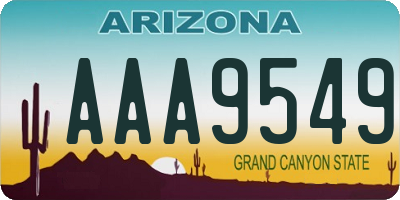 AZ license plate AAA9549