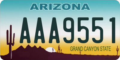 AZ license plate AAA9551