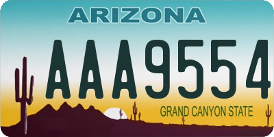 AZ license plate AAA9554