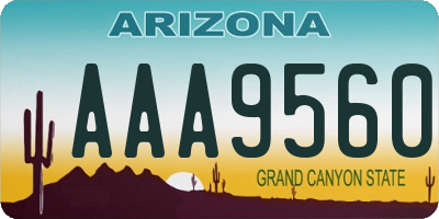 AZ license plate AAA9560