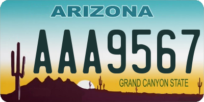 AZ license plate AAA9567