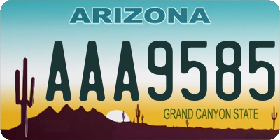 AZ license plate AAA9585