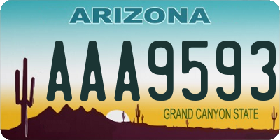 AZ license plate AAA9593