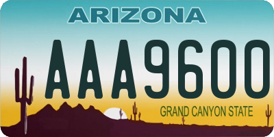 AZ license plate AAA9600