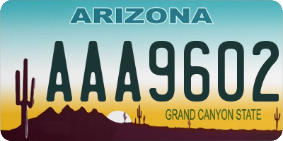 AZ license plate AAA9602