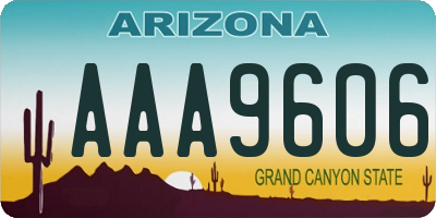 AZ license plate AAA9606