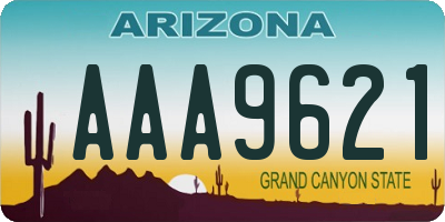 AZ license plate AAA9621