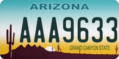 AZ license plate AAA9633