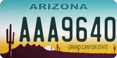 AZ license plate AAA9640