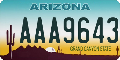 AZ license plate AAA9643