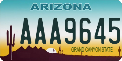 AZ license plate AAA9645