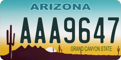 AZ license plate AAA9647