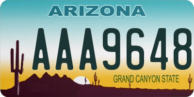 AZ license plate AAA9648