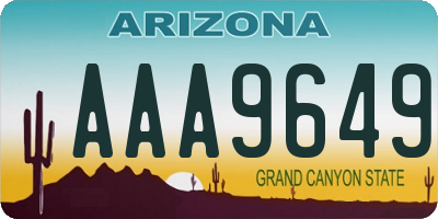 AZ license plate AAA9649