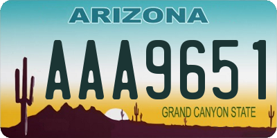 AZ license plate AAA9651