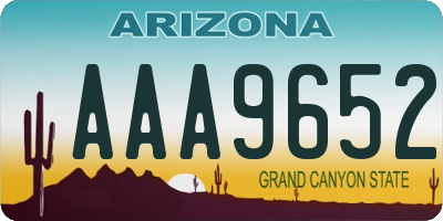 AZ license plate AAA9652