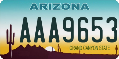 AZ license plate AAA9653