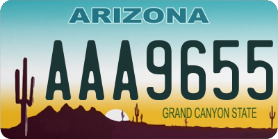 AZ license plate AAA9655