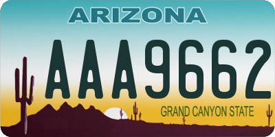 AZ license plate AAA9662