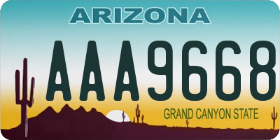 AZ license plate AAA9668