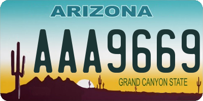 AZ license plate AAA9669