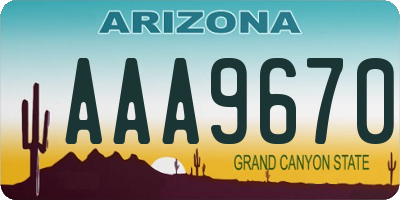 AZ license plate AAA9670