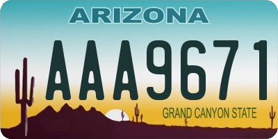 AZ license plate AAA9671