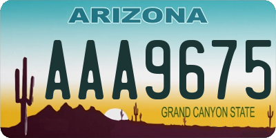 AZ license plate AAA9675