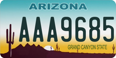 AZ license plate AAA9685