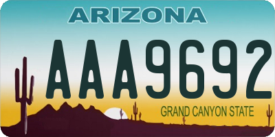 AZ license plate AAA9692